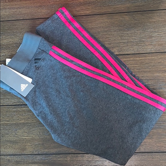 adidas Pants - NWT Adidas leggings/tights gray with pink size M